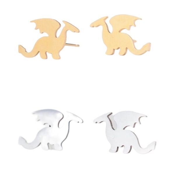 Dainty Dragon Gold Tone or Silver Tone Earrings NWT - Picture 9 of 9